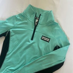 PINK Victoria's Secret Teal Ultimate Workout Quarter Zip Fitted